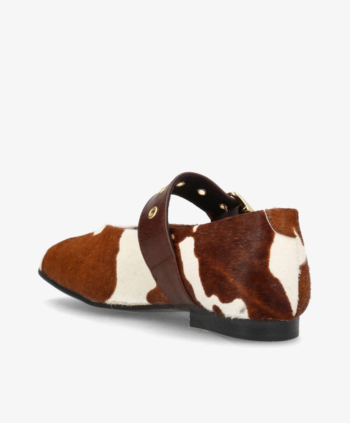 MORE Ha - Cow brun pony hair læder - Ballerina med rem Dame