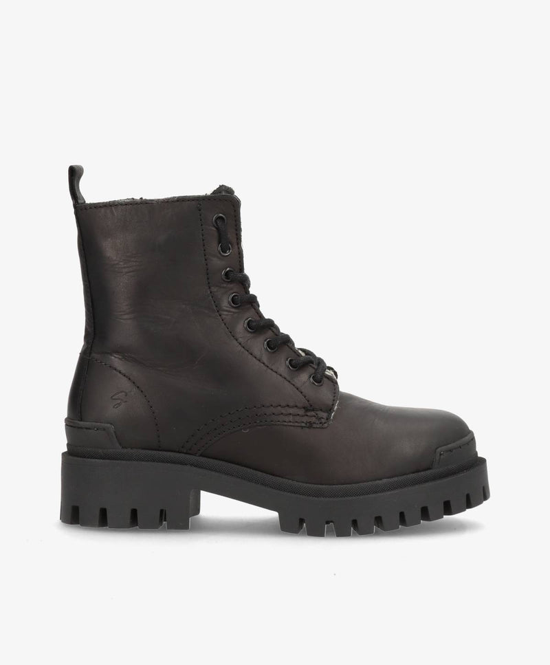 HACKER LACE - Ankelstøvle m. foer - Black