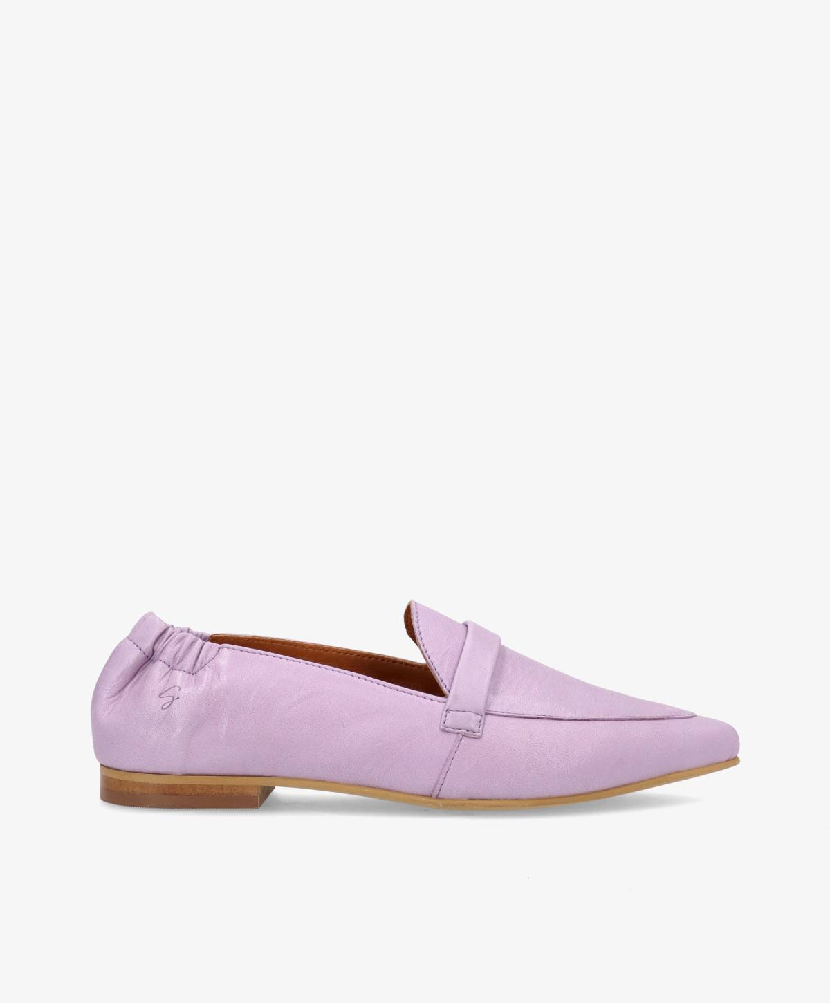 Lilla skindloafers fra Shoedesign Copenhagen med spids snude.