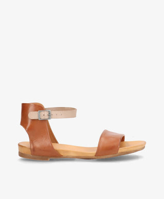 ANNIKA - Brun/taupe læder - Flade sandaler