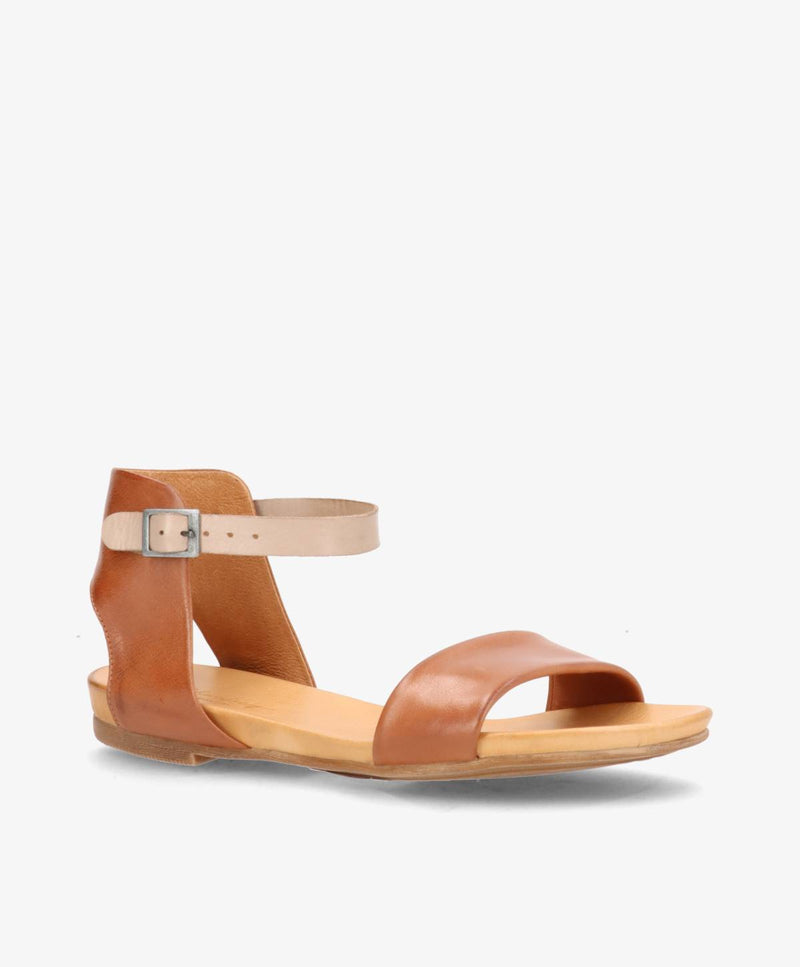 ANNIKA - Brun/taupe læder - Flade sandaler