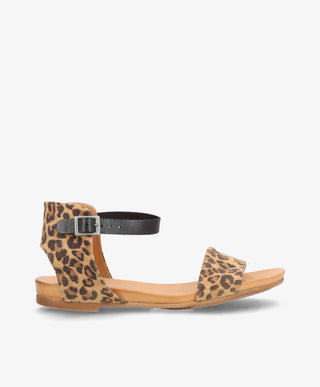 ANNIKA S - Leopard/sort ruskind - Flade sandaler