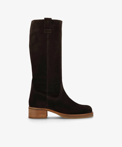 CAMERON LONG S - Mørkebrun ruskind - Lang støvle Dame