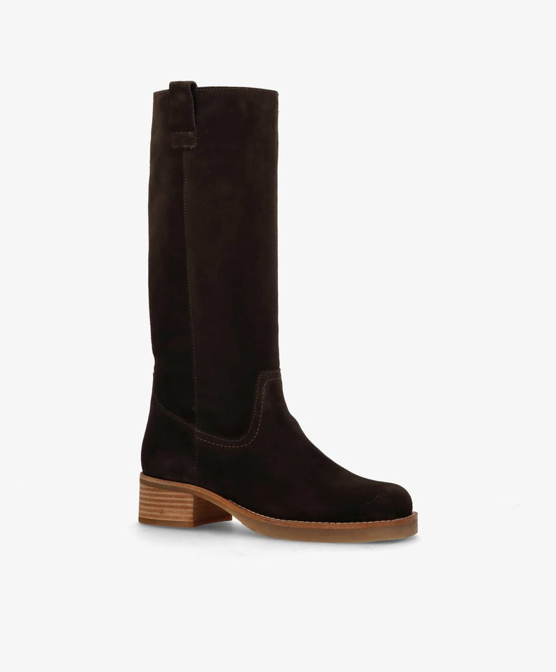 CAMERON LONG S - Mørkebrun ruskind - Lang støvle Dame