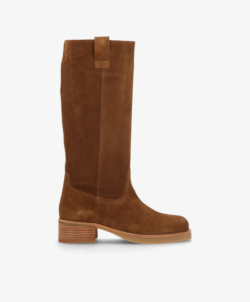 CAMERON LONG S - Nøddebrun ruskind - Lang støvle Dame