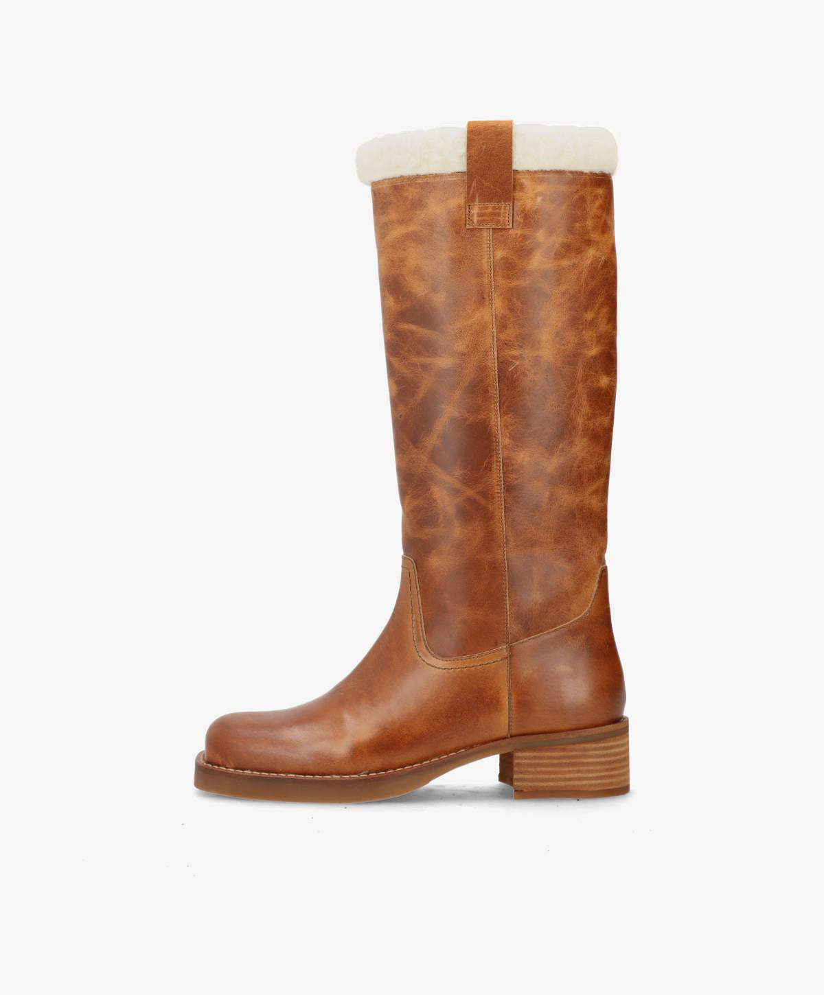 CAMERON LONG Warm - Cognac læder - Lang støvle Dame