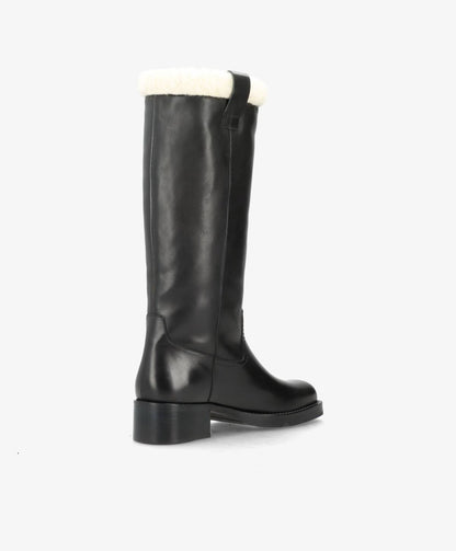 PREORDER - CAMERON LONG Warm - Sort læder - Lang støvle Dame