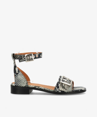 DESIRE - Offwhite snake læder - Sandaler med lav hæl Dame