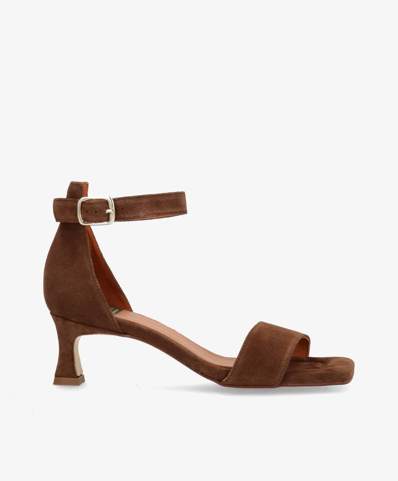 ELEVATE - Mørkebrun ruskind - Sandal med hæl Dame