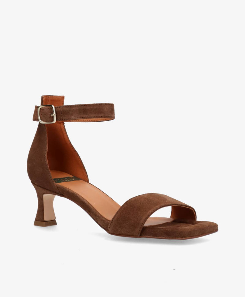 ELEVATE - Mørkebrun ruskind - Sandal med hæl Dame