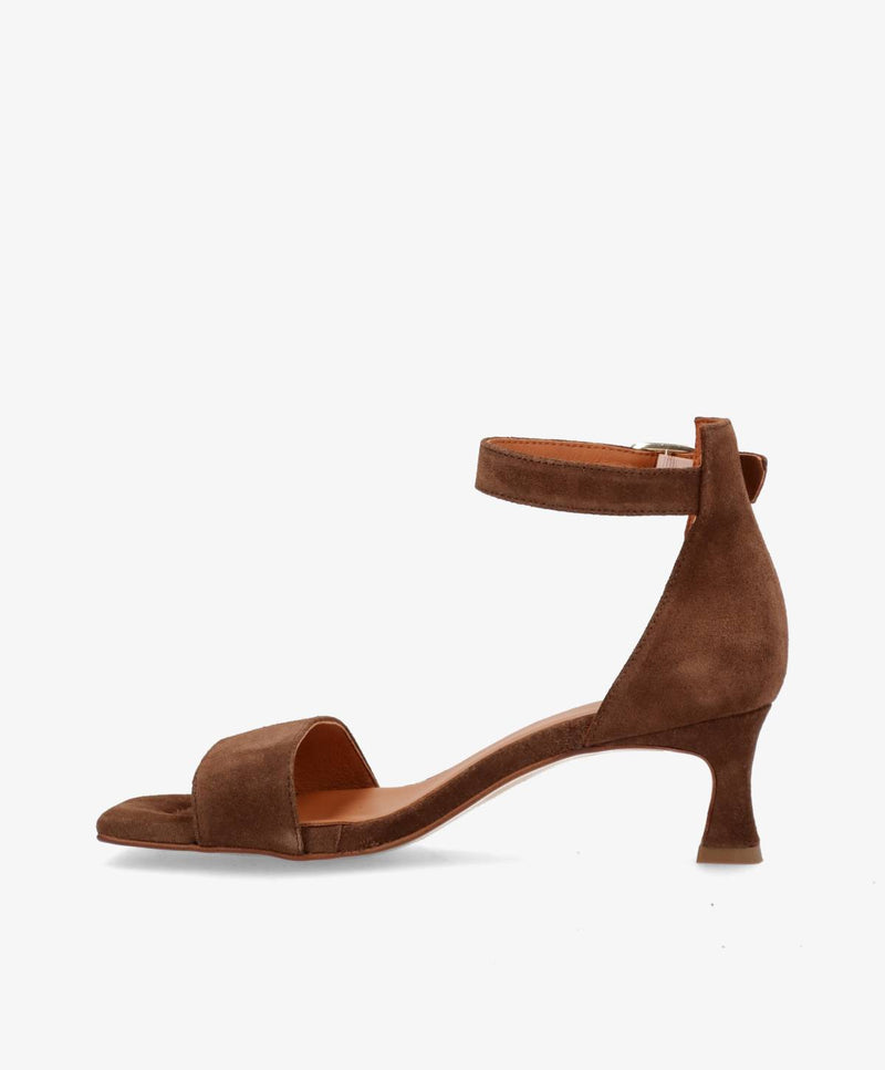 ELEVATE - Mørkebrun ruskind - Sandal med hæl Dame