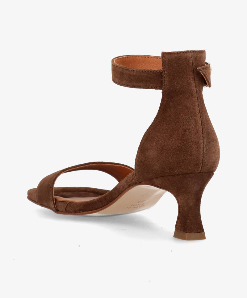 ELEVATE - Mørkebrun ruskind - Sandal med hæl Dame