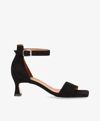ELEVATE - Sort ruskind - Sandal med hæl Dame
