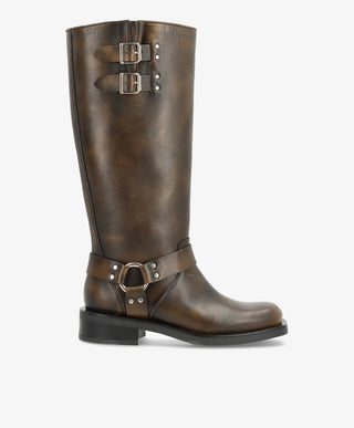 ENCORE - Biker støvle Lang - Mørk Brun