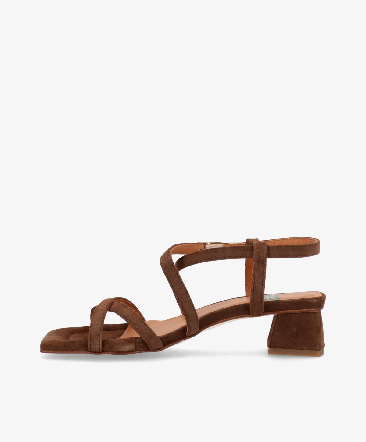 ESTEEM - Mørkebrun ruskind - Sandal med hæl Dame