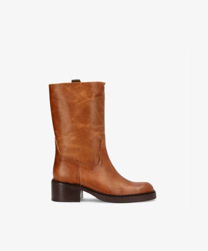 EXPOSED - Cognac læder - Høj støvle Dame