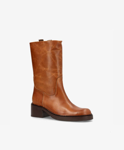 EXPOSED - Cognac læder - Høj støvle Dame