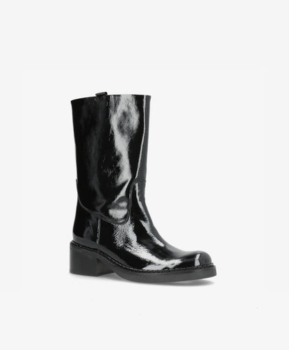 EXPOSED P - Sort lak læder - Høj støvle Dame