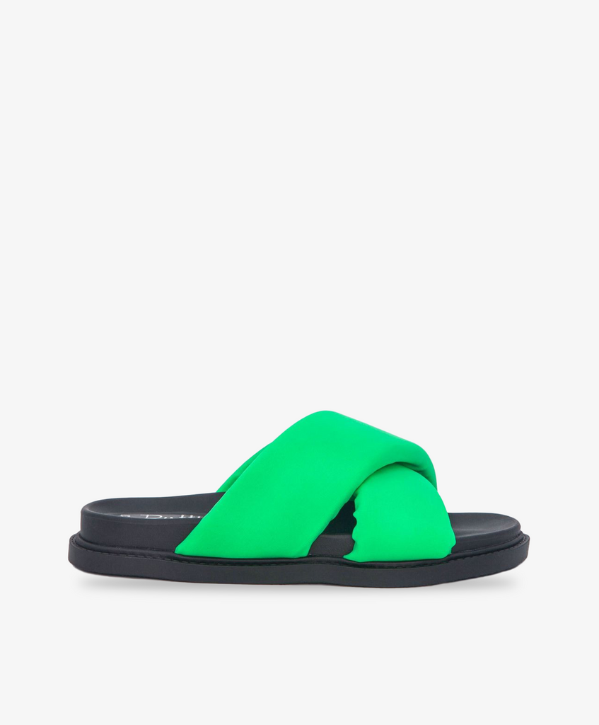 Grønne Duffy sandaler i et blødt materiale med krydsrem.