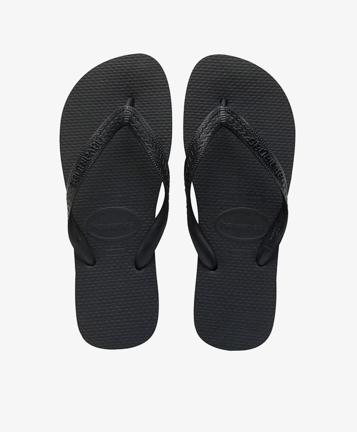 Sorte Havaianas slip-ins med logo og v-remme.