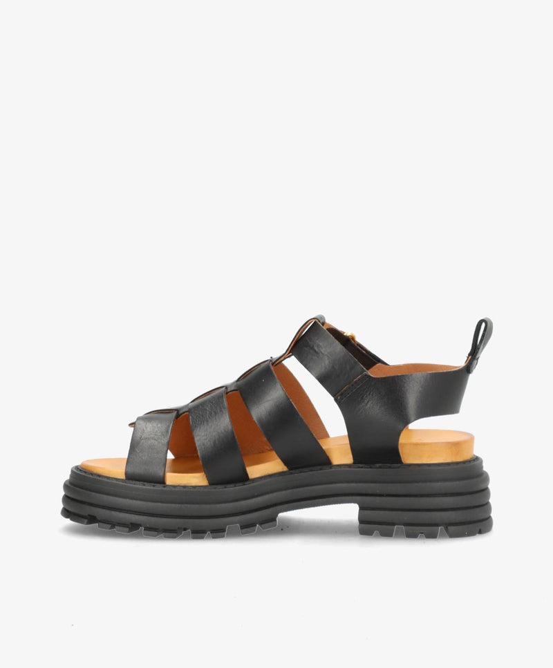 GABBY - Sort læder  - Sandal Dame