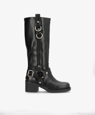 Leonie - Biker støvle lang - Sort