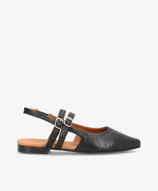 JANIS - Sort læder - Slingback