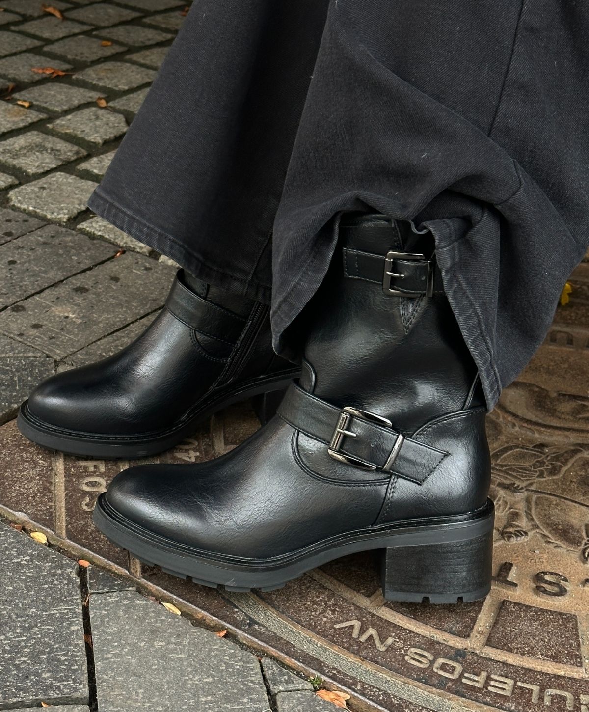 Lissy - 6302 - Dame Biker Støvle  - Sort