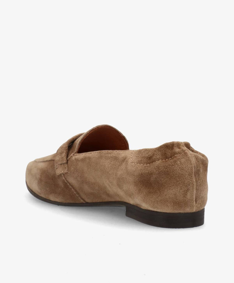 LUCY S - Mørk beige ruskind - Loafers med spids Dame