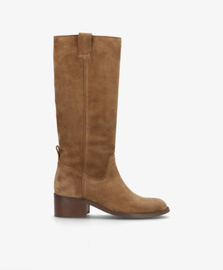 PREORDER - MARTINA LONG S - Nøddebrun ruskind - Lang støvle Dame