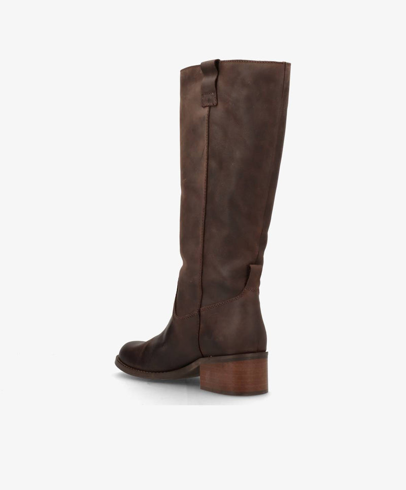 MARTINA LONG WIX - Chokoladebrun læder - Lang støvle Dame