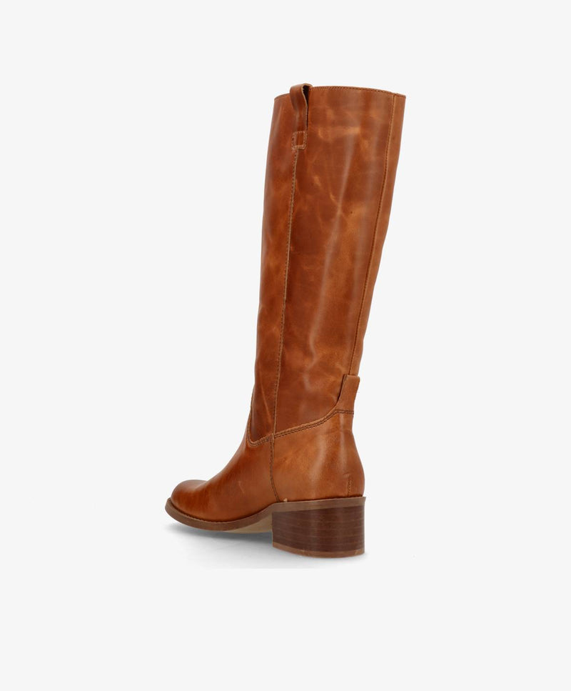 MARTINA LONG WIX - Cognac læder - Lang støvle Dame