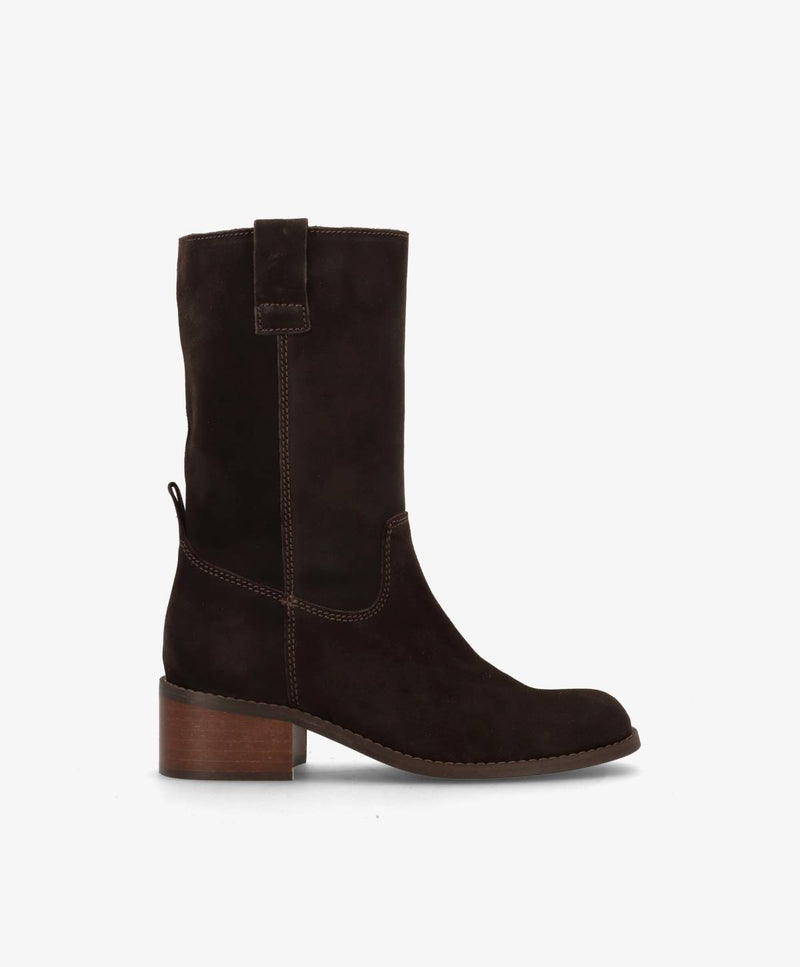 MARTINA S - Mørkebrun ruskind - Høj støvle Dame