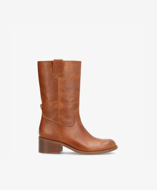 MARTINA - Mellemlang støvle dame - Cognac