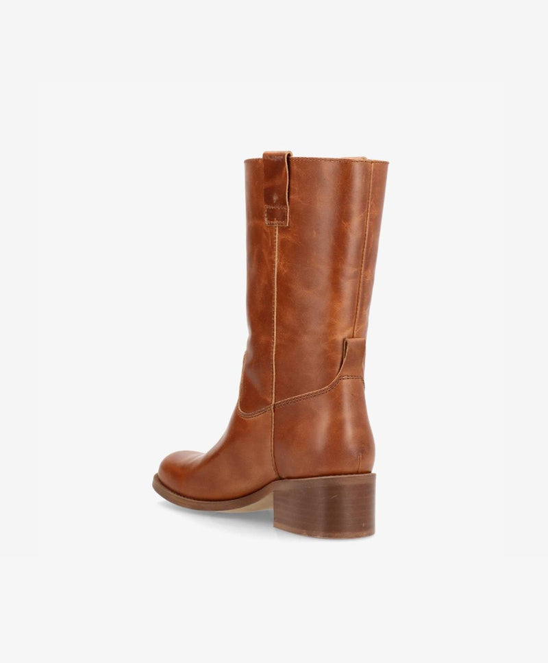 MARTINA - Mellemlang støvle dame - Cognac