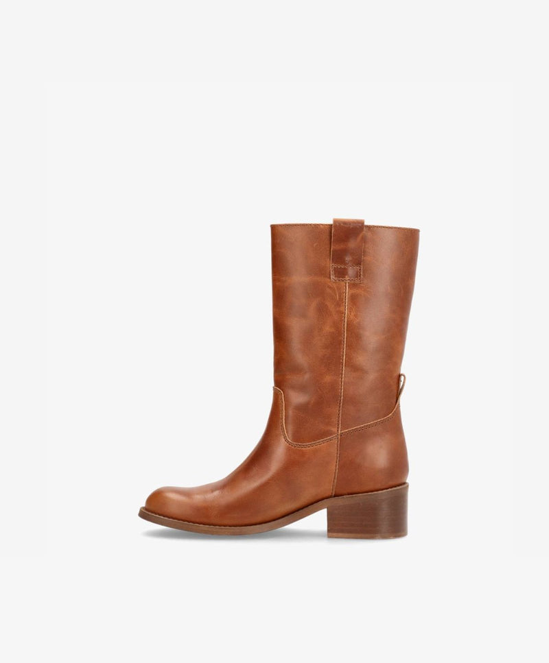 MARTINA - Mellemlang støvle dame - Cognac