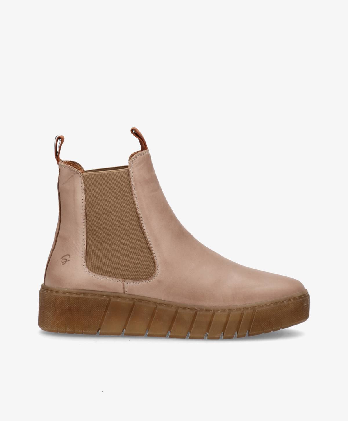 MOOVED - Beige læder - Chelsea støvler Dame