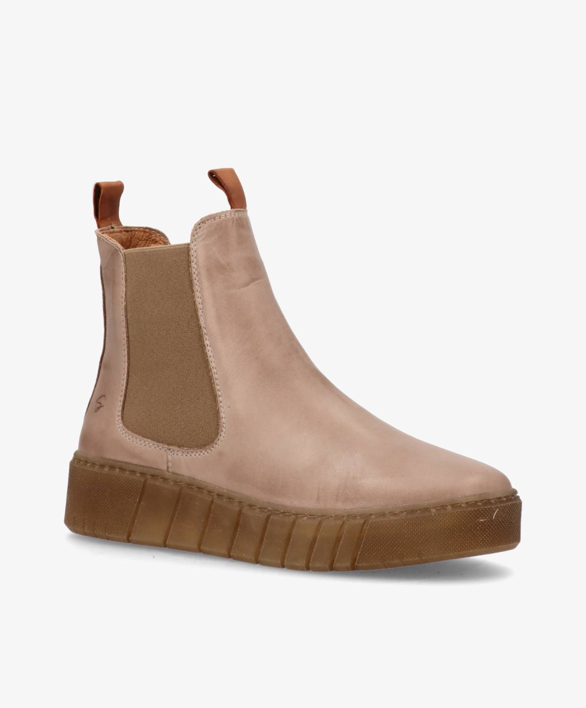 MOOVED - Beige læder - Chelsea støvler Dame
