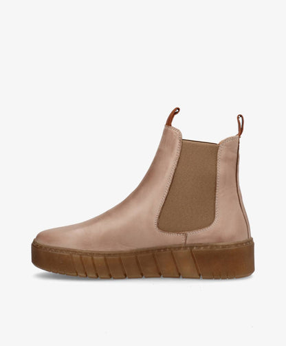 MOOVED - Beige læder - Chelsea støvler Dame