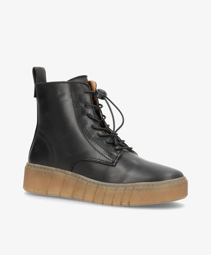PREORDER - MOOVED LACE - Sort læder - Snørestøvler Dame