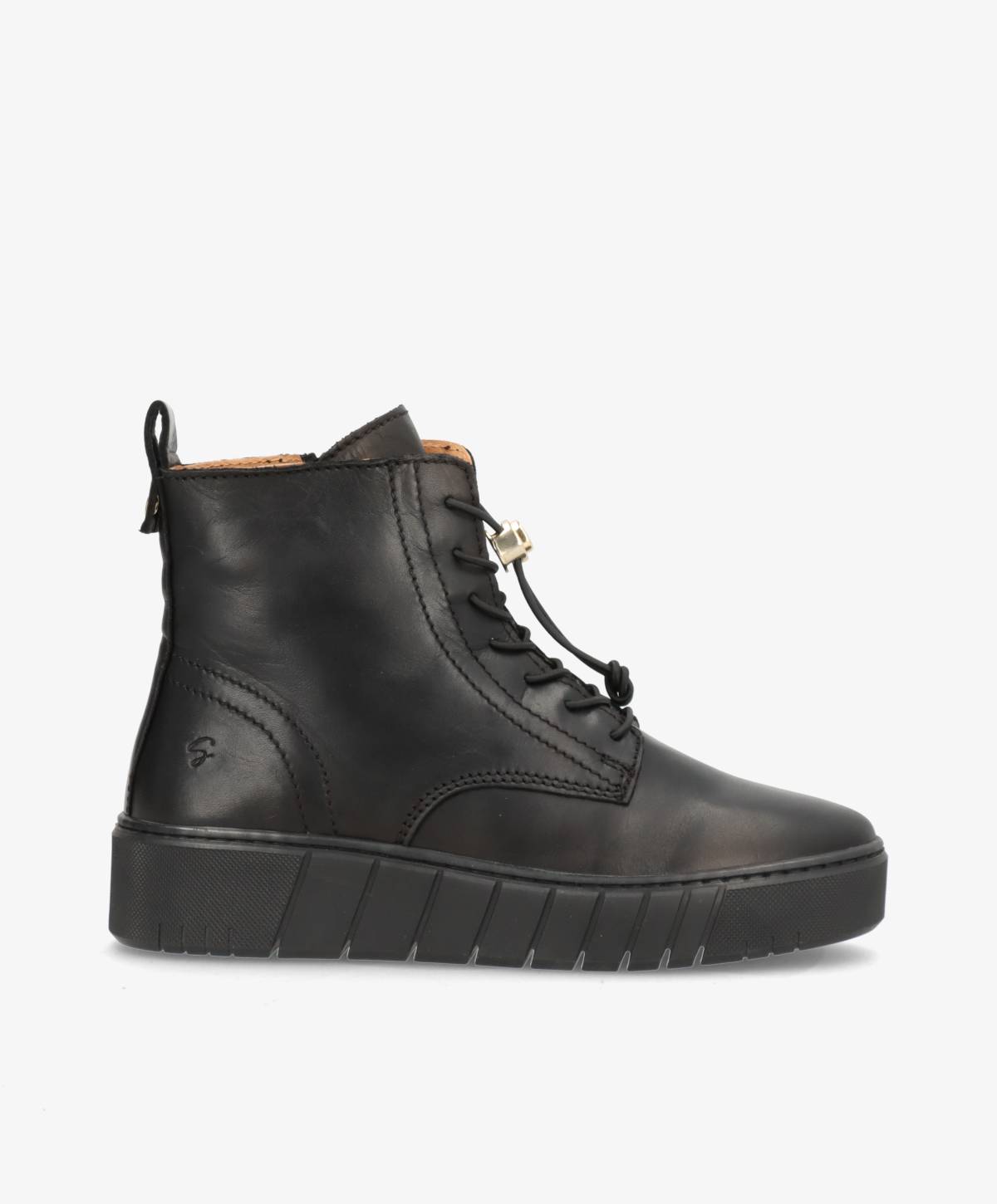 PREORDER - MOOVED LACE BLK - Sort læder - Snørestøvler Dame
