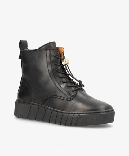 PREORDER - MOOVED LACE BLK - Sort læder - Snørestøvler Dame