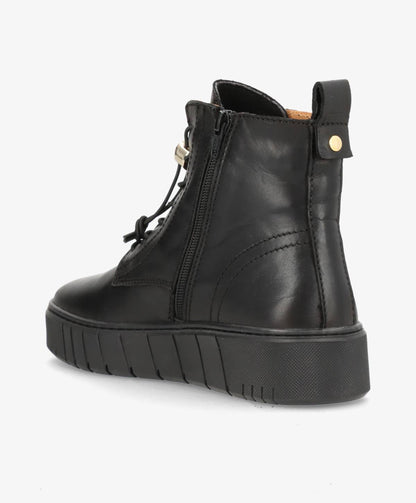 PREORDER - MOOVED LACE BLK - Sort læder - Snørestøvler Dame
