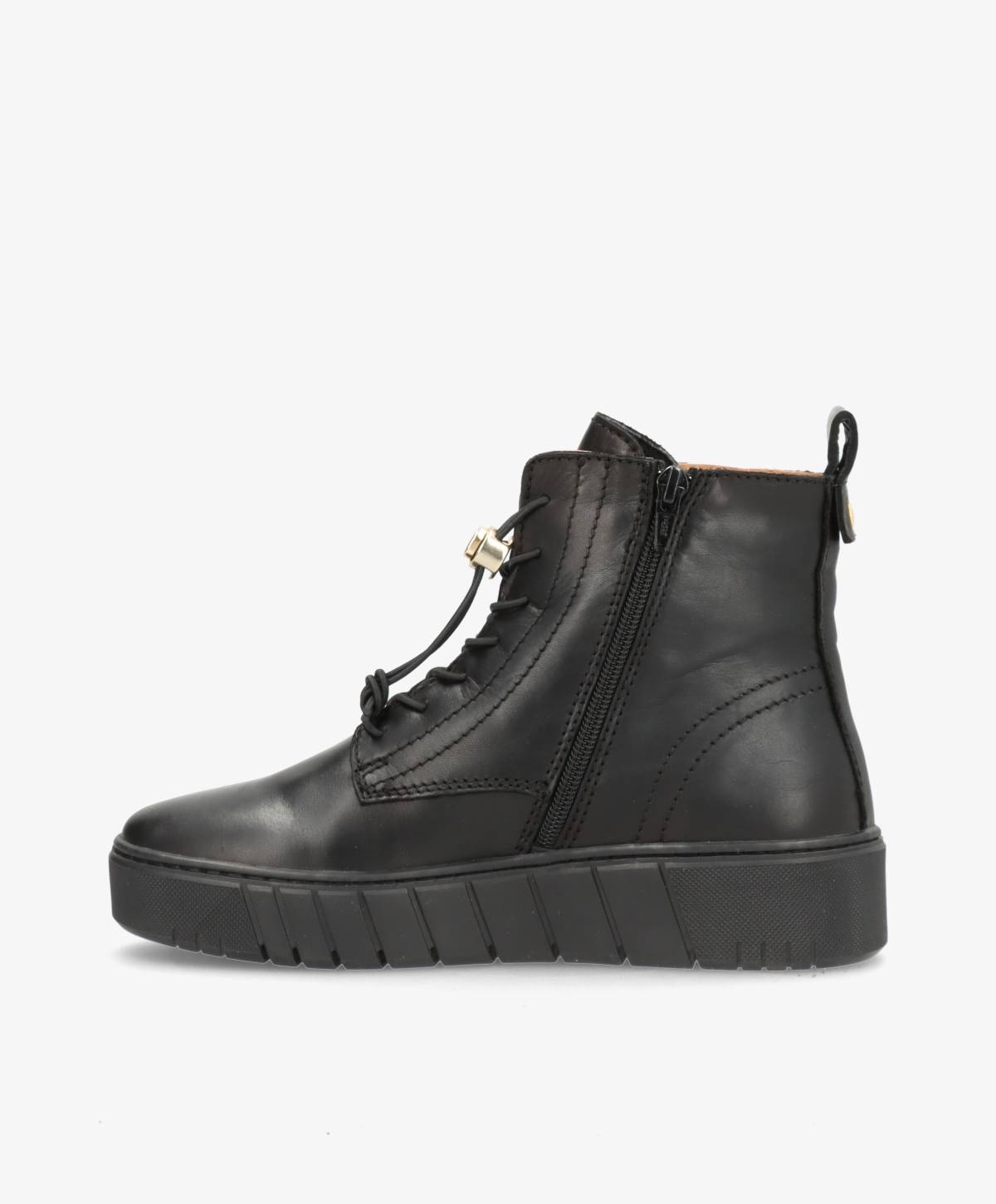 PREORDER - MOOVED LACE BLK - Sort læder - Snørestøvler Dame