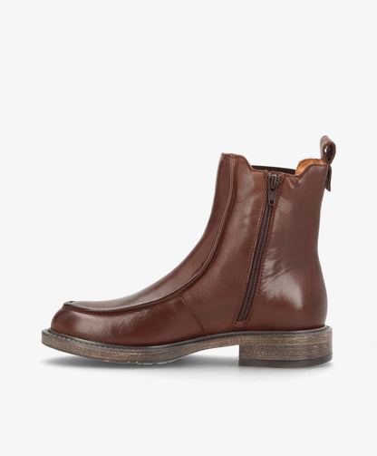 MORGAN - Mørkebrun læder - Ankelstøvle Dame