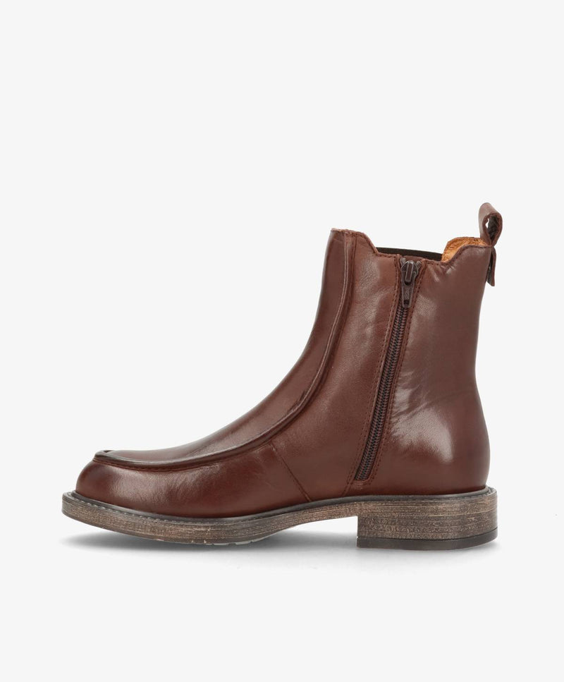 MORGAN - Mørkebrun læder - Ankelstøvle Dame