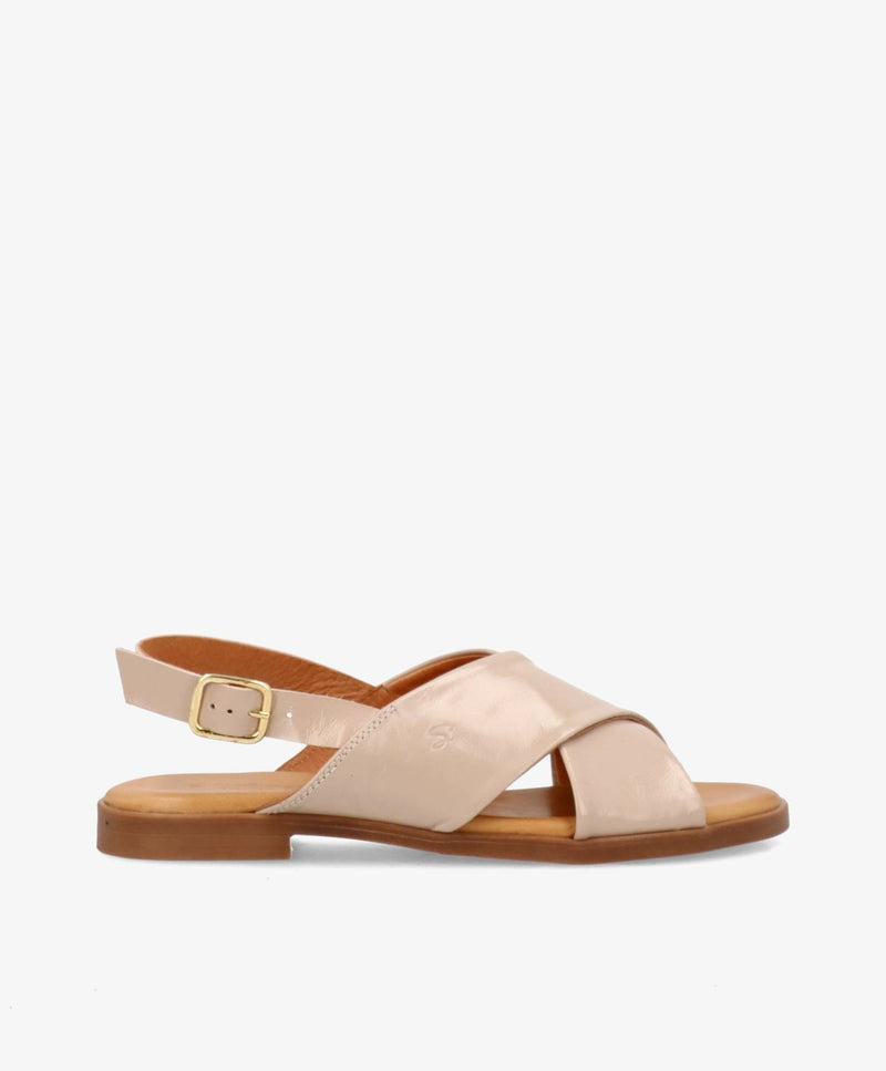 NICOLA P - Beige lak læder - Flade sandaler