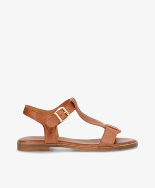 NORA - Mellembrun læder - Flade sandaler