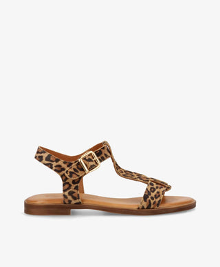 NORA S - Leopard ruskind - Flade sandaler Dame