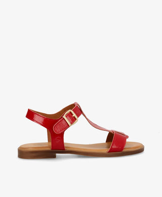 NORA P - Rød lak læder - Flade sandaler
